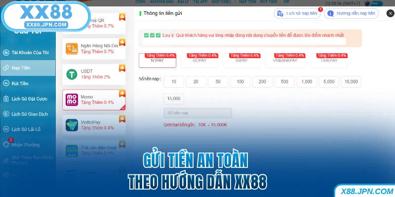 Hướng Dẫn XX88 Thực Hiện Các Thao Tác Cơ Bản Từ A Đến Z 7 Gửi tiền an toàn theo hướng dẫn XX88